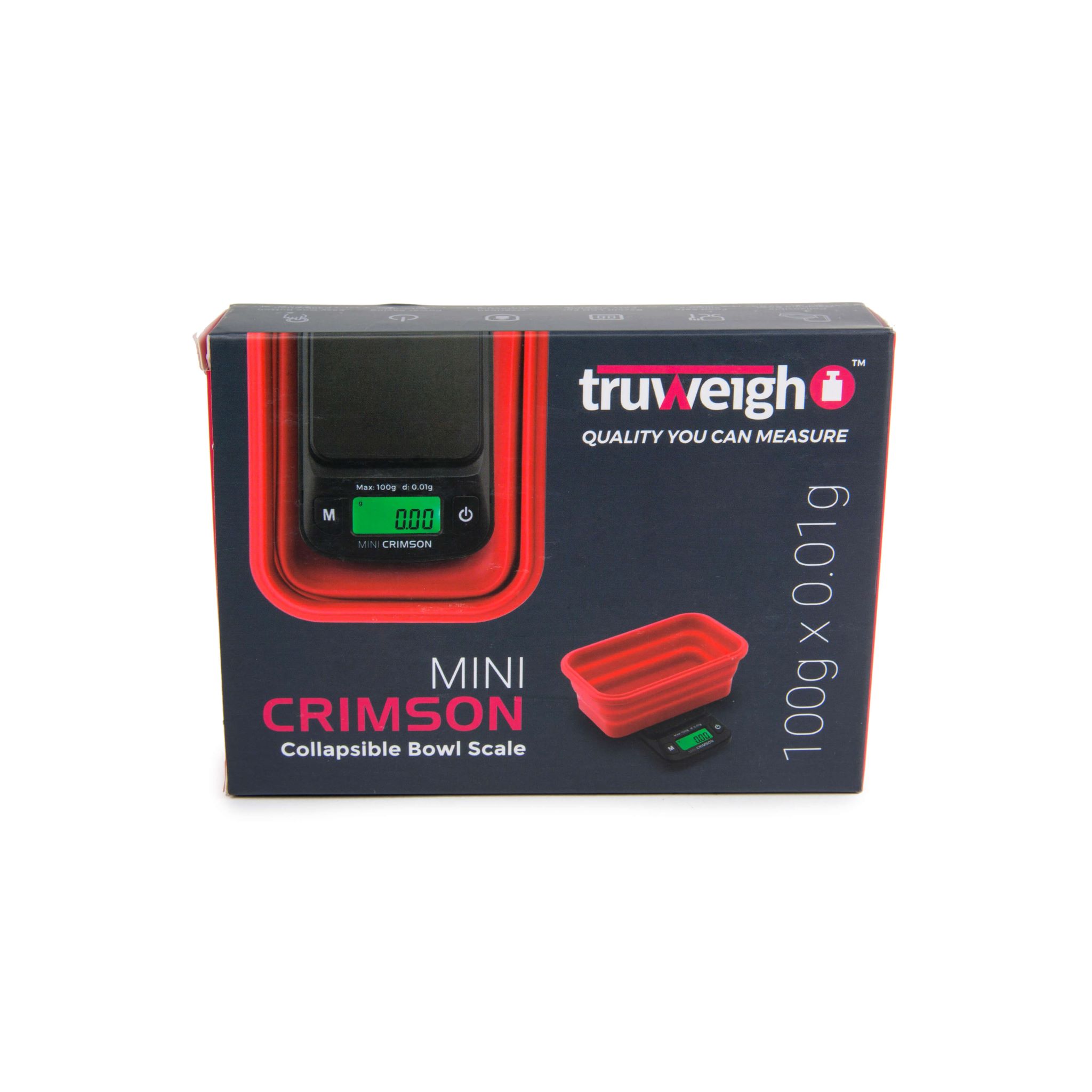 TRUWEIGH MINI CRIMSON 100G X 0.01 COLLAPSIBLE BOWL SCALE