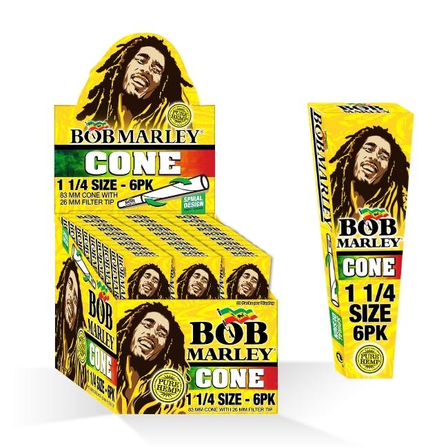BOB MARLEY HEMP CONE 1&1/4 SIZE 33/6 PACKS