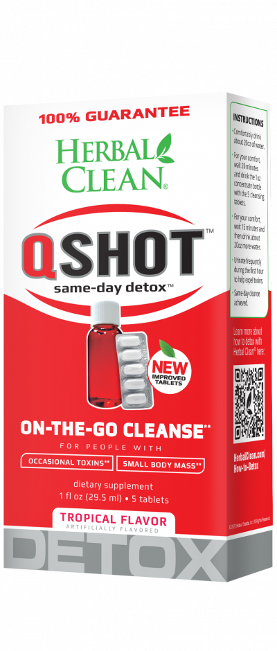 HERBAL CLEAN QSHOT ON-THE-GO CLEANSE 1FL OZ + 5 TABLETS (TROPICAL)