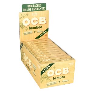 OCB BAMBOO ROLLING PAPERS + TIPS 1&1/4 SIZE 24PCS