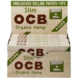 OCB ORGANIC HEMP ROLLING PAPERS + TIPS SLIM SIZE 24PCS