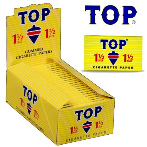 TOP 1&1/2 SIZE GUMMED ROLLING PAPERS 24 BOOKLETS