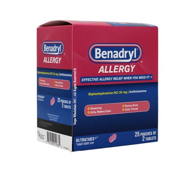 BENADRYL ALLERGY (25MG) 25 PACKS OF 2-TABS EACH