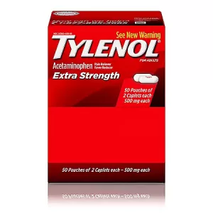 TYLENOL EXTRA STRENGTH (500MG) 25 PACKS OF 2-TABS EACH