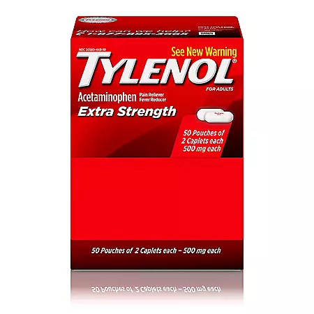 TYLENOL EXTRA STRENGTH (500MG) 25 PACKS OF 2-TABS EACH