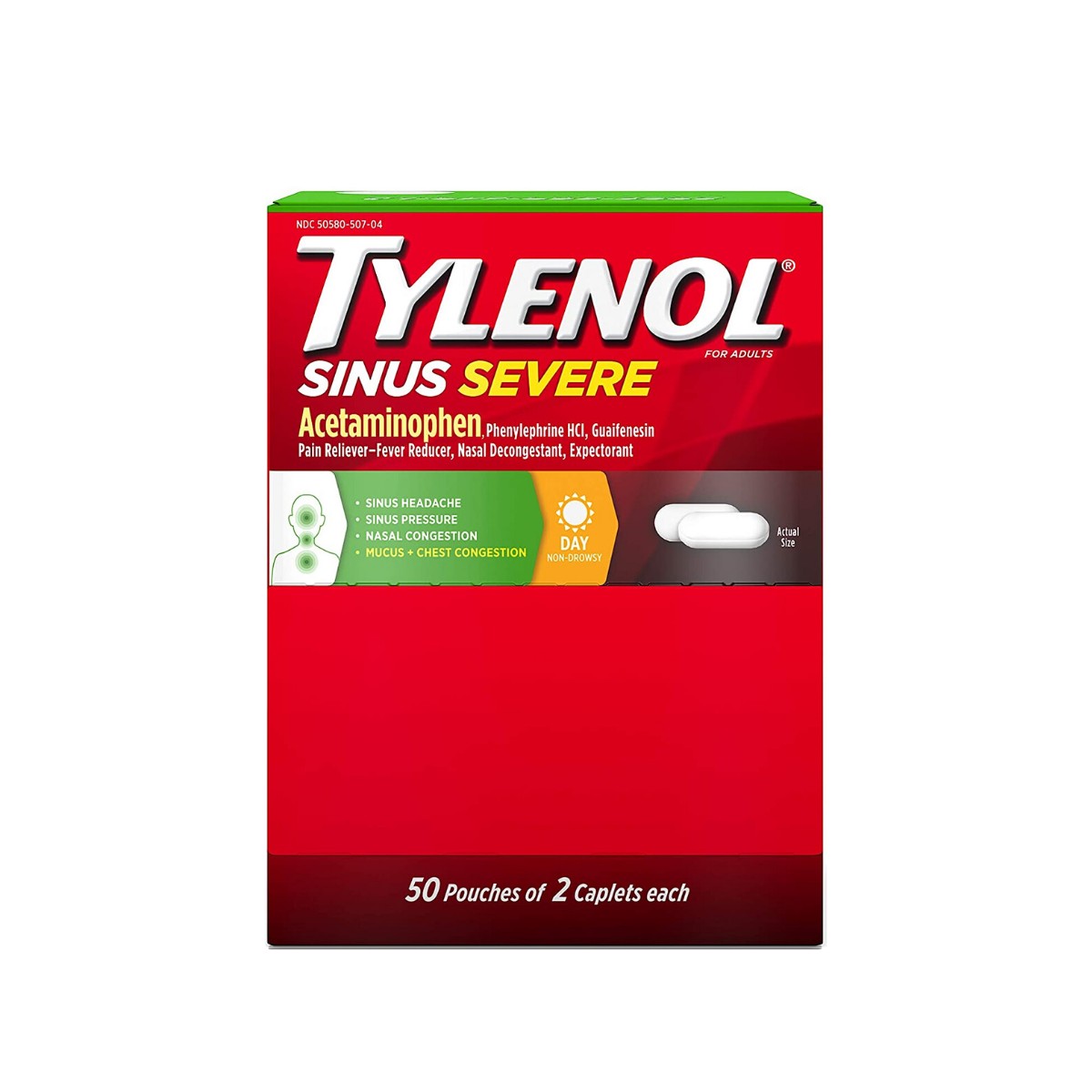 TYLENOL SINUS SEVERE (325MG) 25 PACKS OF 2-TABS EACH