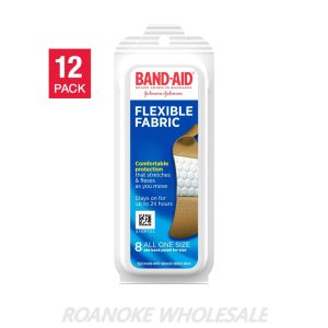 BAND-AID FLEXIBLE FABRIC 8 ALL ONE SIZE 12PCS