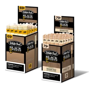 WHITE OWL BLACK SWEETS PLASTIC TIP CIGARS $0.69 25/1 PACKS