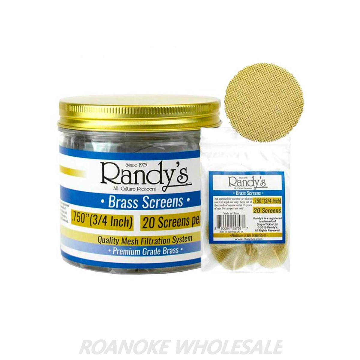 RANDYS BRASS SCREENS .750" (3/4 INCH) 20 SCREENS PER PACK