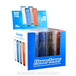 FLOWER TOWER 50MM PLASTIC GRINDER WITH ROLLER & PACK 16PCS