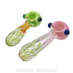 SPOON PIPE (5") SOLID COLORED BOWL WITH CLEAN STEM 2PCS
