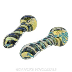 SPOON PIPE (5") CLEAR WITH SPIRAL DESIGN 2PCS