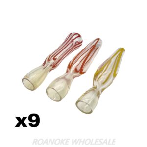 COLOR STRIPPED GLASS CHILLUMS 9PCS