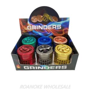 SPIN-TOP WAVE FANCY WALLS 63MM METAL GRINDER 6PCS