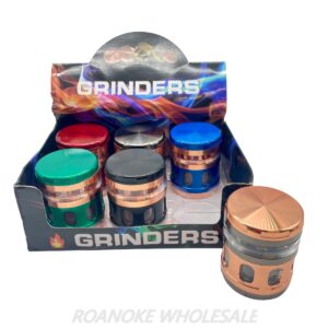 SOLID COLOR WINDOWED 63MM METAL GRINDER 6PCS