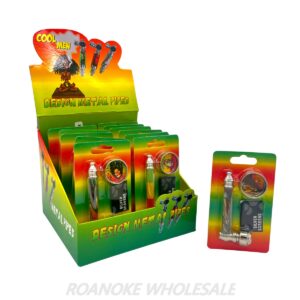 MINI RASTA TOBACCO METAL PIPES 12PCS