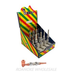 JEWELED SKULLS METAL PIPES 12PCS