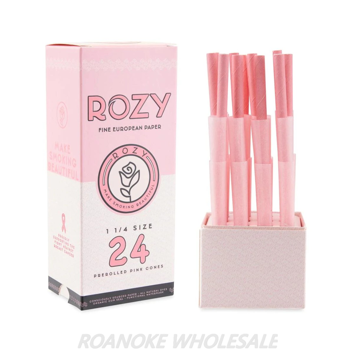 ROZY PRE-ROLLED PINK CONE 1 1/4 SIZE 24PCS