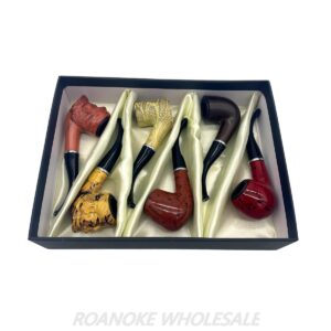 ASSORTED DESIGNS WOOD PIPES 6PCS