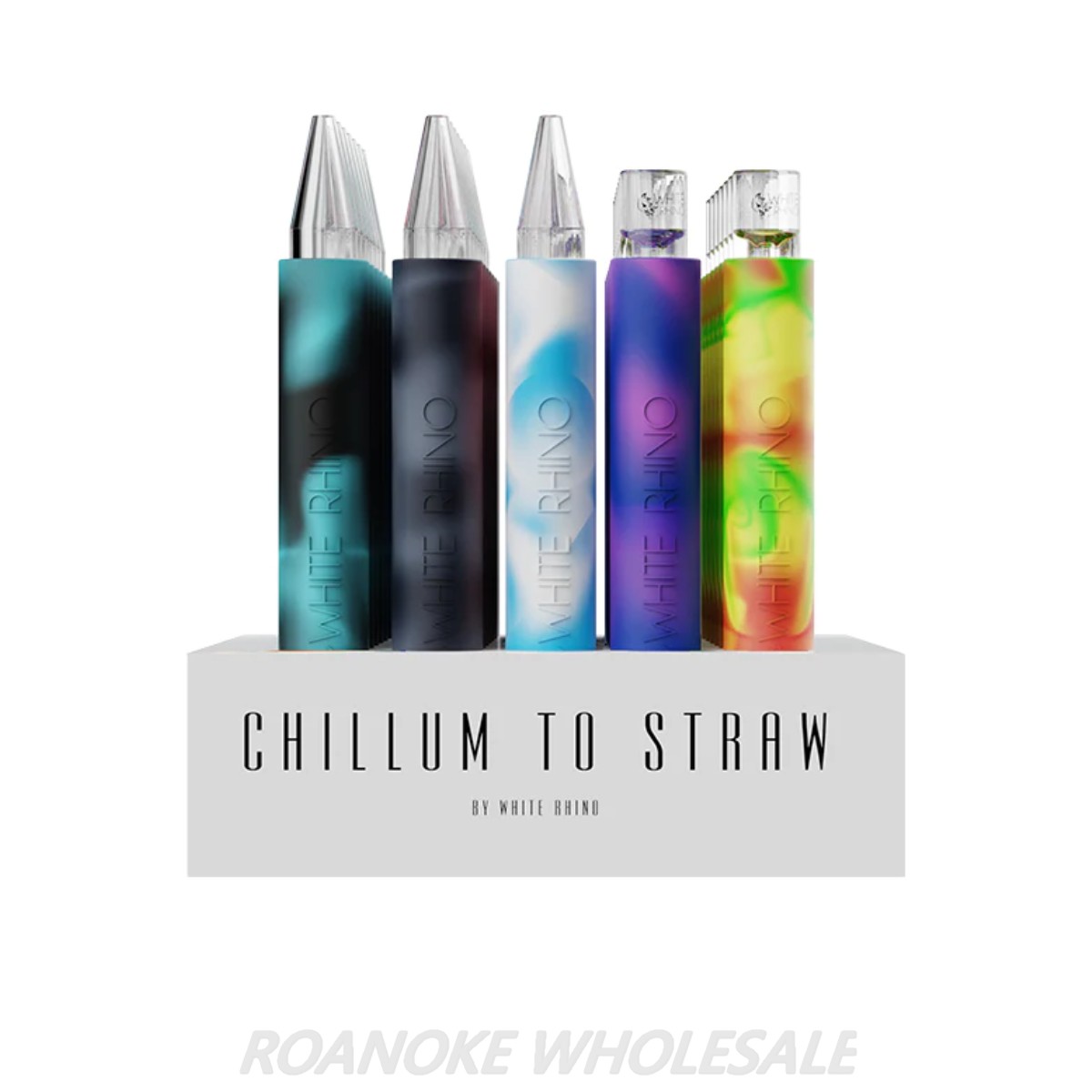 WHITE RHINO CHILLUM TO STRAW ORIGINAL PYREX 25PCS