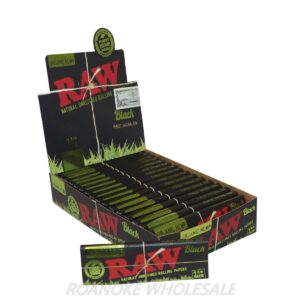 RAW BLACK ORGANIC HEMP 1&1/4 SIZE ROLLING PAPERS 24PCS