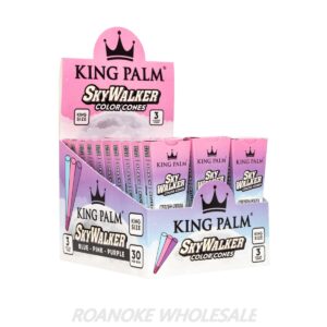 KING PALM SKYWALKER COLOR CONES KING SIZE 30/3 PACKS - BLUE/PINK/PURPLE