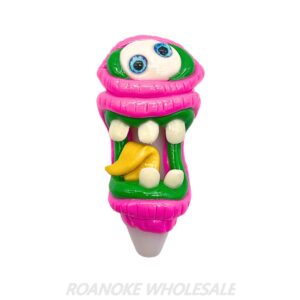 3D SPOON PIPE 4" MONSTER 2 EYES PURPLE/PINK