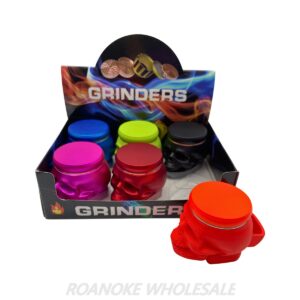SOLID COLOR SKULLS 63MM METAL GRINDER 6PCS