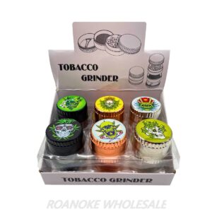 SKULLS AND LEAVES 50MM METAL GRINDER 12PCS