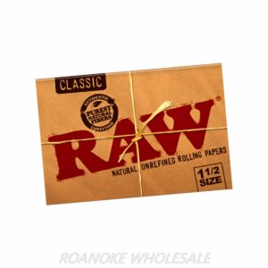RAW CLASSIC 1&1/2 SIZE UNREFINED ROLLING PAPERS 25PCS