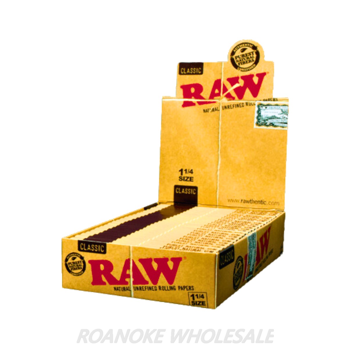 RAW CLASSIC 1&1/4 SIZE UNREFINED ROLLING PAPERS 24PCS