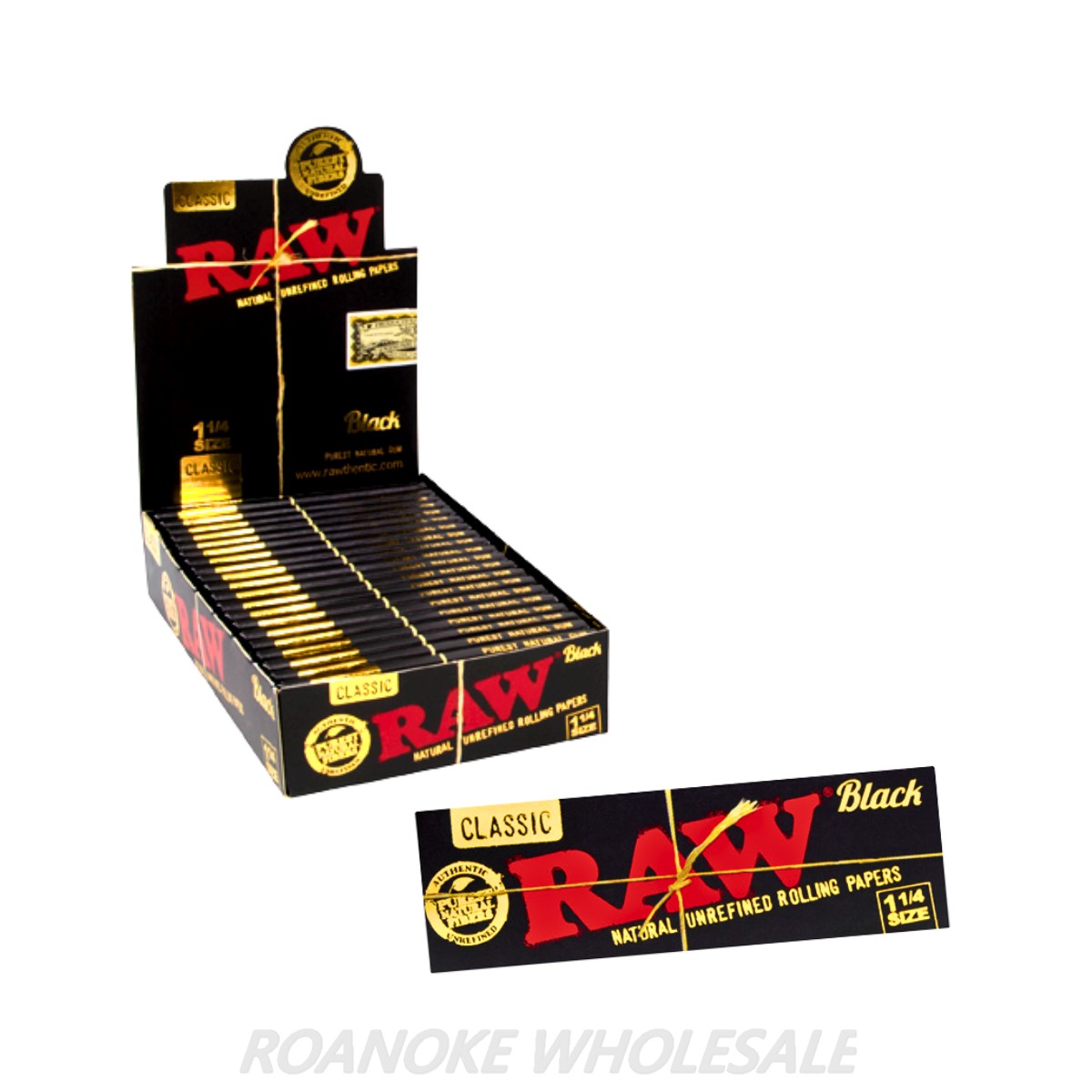 RAW BLACK CLASSIC 1&1/4 SIZE ROLLING PAPERS 24PCS