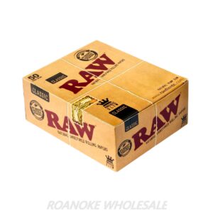 RAW CLASSIC KING SIZE SLIM NATURAL ROLLING PAPERS 50PCS