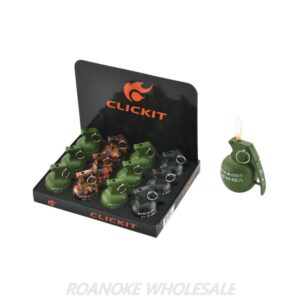 CLICKIT SMALL GRENADE TORCH LIGHTER W/ SOUND 12PCS [NO SHIPPING]