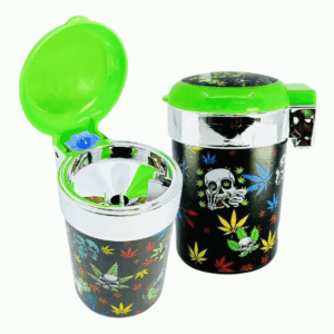 BUTT BUCKET LED ASHTRAYS - COURNOT LEAF & SKULL DESIGNS 6PCS