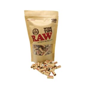 RAW AUTHENTIC PRE ROLLED WIDE TIPS 180PCS
