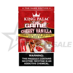 KING PALM THE GAME TOBACCO WRAPS + GLASS TIP 8/5 PACKS - CHERRY VANILLA
