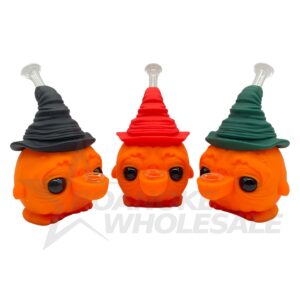 FUKO ORANGE WITH HAT SILICONE WATER PIPE (6")