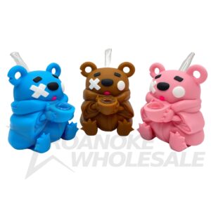 GHOST BEAR SITTING SILICONE WATER PIPE (5")