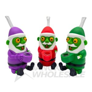 SANTA CLAUS ZOMBIE SILICONE WATER PIPE (6")