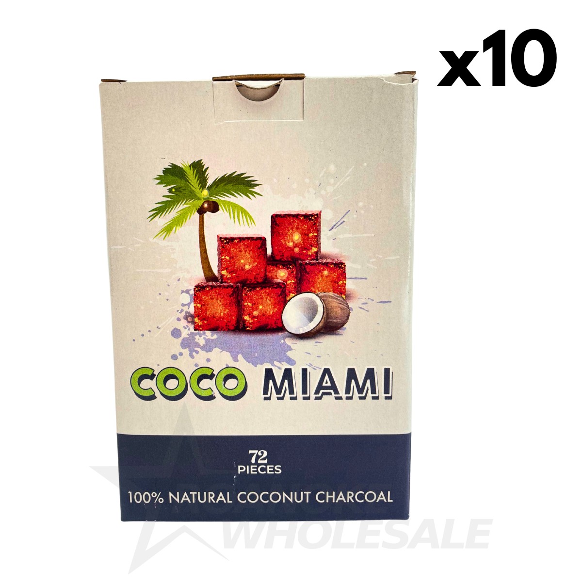 COCO MIAMI 100% NATURAL COCONUT CHARCOAL 72PCS (CASE 10PCS)