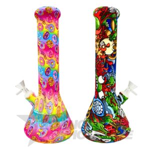 SILICONE WATER PIPE 12" GRAPHIC BEAKER
