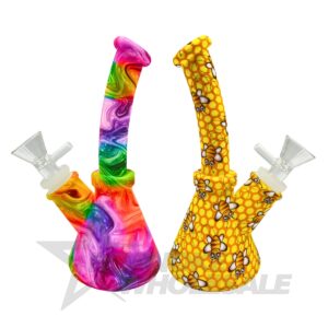 SILICONE WATER PIPE 7" GRAPHIC BEAKER