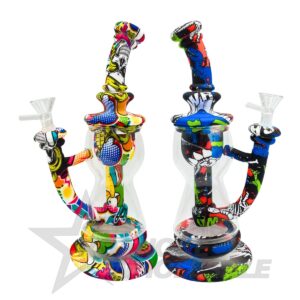 SILICONE & GLASS WATER PIPE 10" GRAPHIC DESIGNS