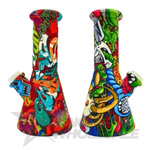 SILICONE WATER PIPE 7" GRAPHIC BEAKER
