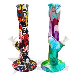 SILICONE WATER PIPE 10" STRAIGHT TUBE WAVY FEEL