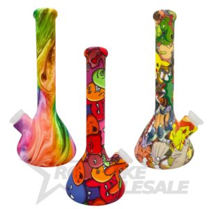 SILICONE WATER PIPE 7.5" GRAPHIC BEAKER