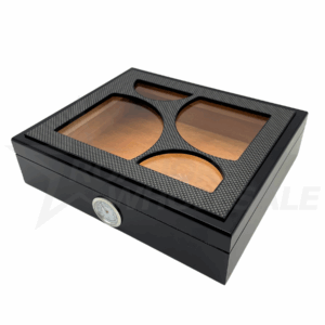 CIGAR HUMIDOR ABSTRACT GLASSTOP BLACK DESIGN