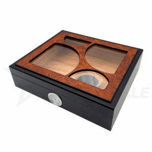 CIGAR HUMIDOR ABSTRACT GLASSTOP WOODEN DESIGN
