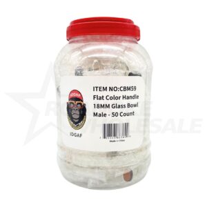 IDGAF FLAT COLOR HANDLE 18MM GLASS BOWL MALE JAR 50PCS [NO SHIPPING]